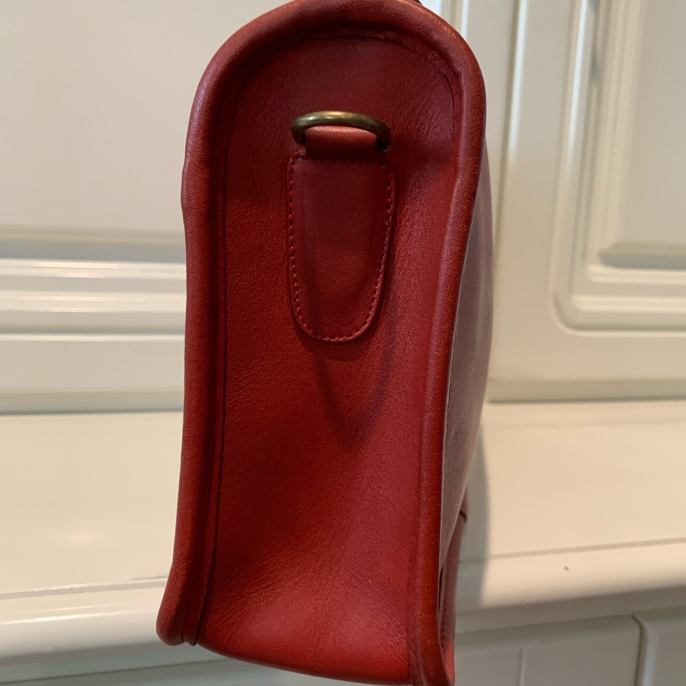 Coach Companion Bag In Red Leather With Brass Hardware Style No 9300 USA - Picture 5 of 9